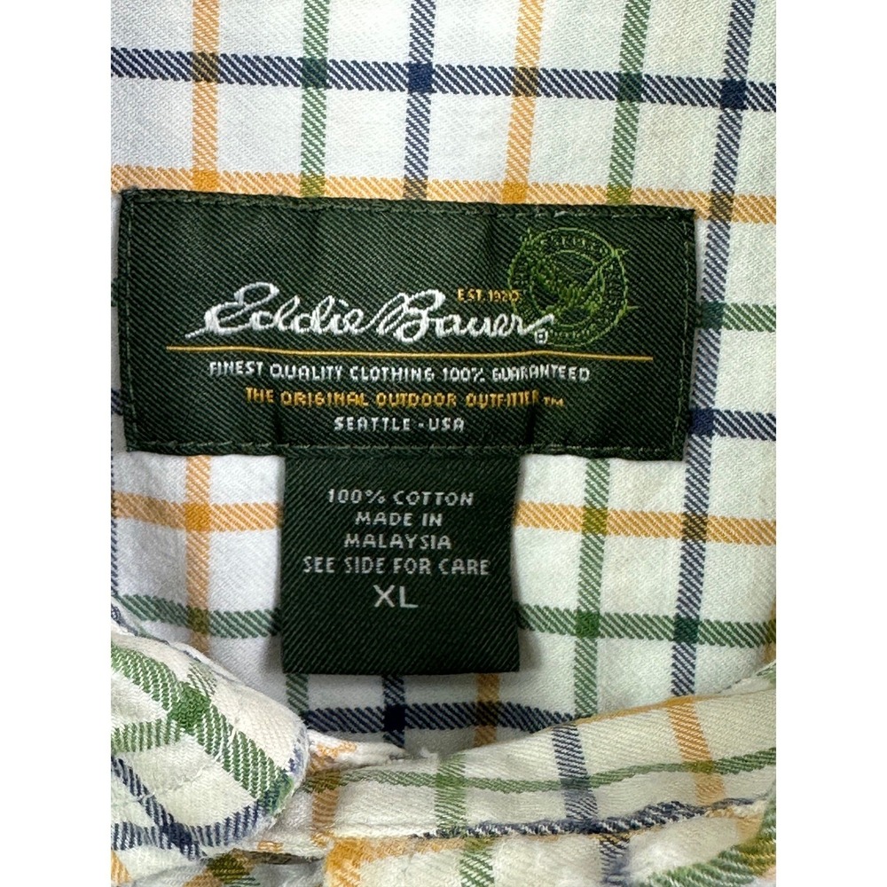 Eddie Bauer Mens Long Sleeve Plaid Button Down Shirt XL 100% Cotton Outdoor